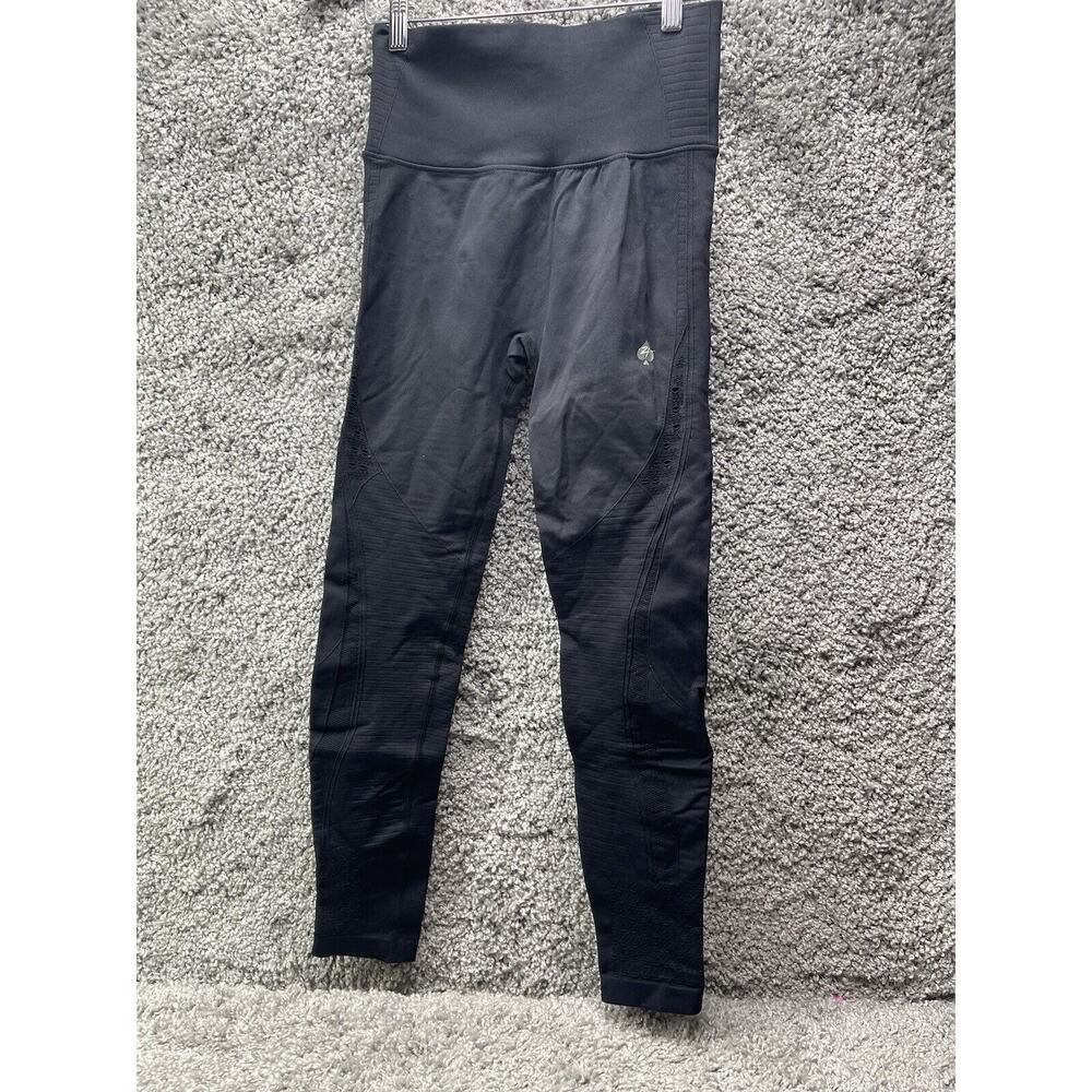 Zero Foxtrot Womens Large Black Laser Cut High Rise Booty Lift Leggings Contour